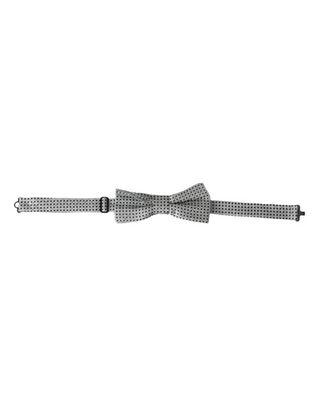 Dolce & Gabbana Gray Silk Polka Dot Adjustable Neck Men Papillon Bow Tie Dolce & Gabbana Gray Silk Polka Dot Adjustable Neck Men Papillon Bow Tie