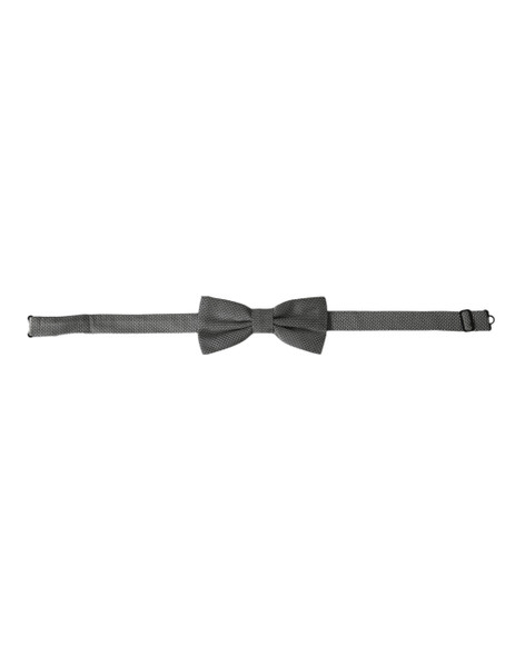 Dolce & Gabbana Gray Silk Patterned Adjustable Neck Men Papillon Bow Tie Dolce & Gabbana Gray Silk Patterned Adjustable Neck Men Papillon Bow Tie