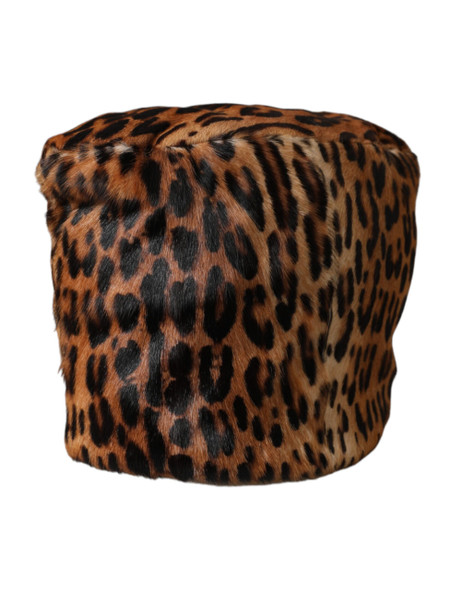Dolce & Gabbana Brown Leopard Fur Women Bucket Hat HAT9556 Dolce & Gabbana Brown Leopard Fur Women Bucket Hat HAT9556