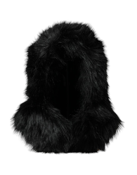 Black Faux Fur Whole Head Wrap Hat Black Faux Fur Whole Head Wrap Hat