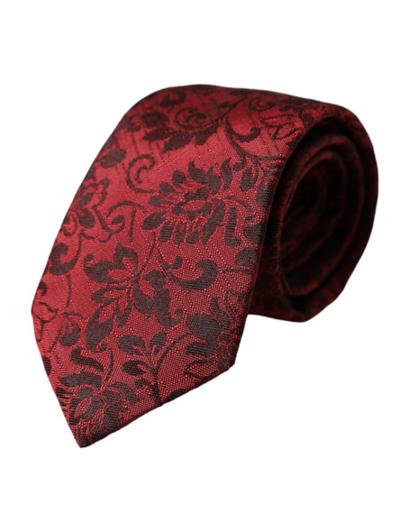Red Floral Brocade Silk Adjustable Men Tie Red Floral Brocade Silk Adjustable Men Tie