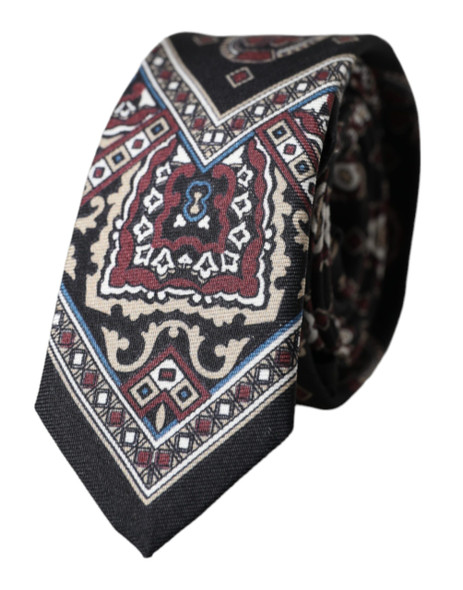 Black Printed 100% Silk Adjustable Men Tie Black Printed 100% Silk Adjustable Men Tie
