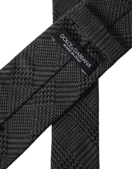 Dark Gray Plaid Patterned Silk Adjustable Men Tie Dark Gray Plaid Patterned Silk Adjustable Men Tie
