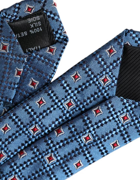 Blue Patterned 100% Silk Adjustable Men Tie Blue Patterned 100% Silk Adjustable Men Tie