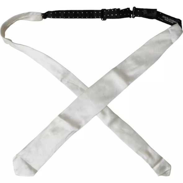 White 100% Silk Adjustable Necktie Men Bowtie White 100% Silk Adjustable Necktie Men Bowtie