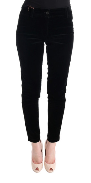 Black Viscose Blend Velvet Cropped Pants Black Viscose Blend Velvet Cropped Pants