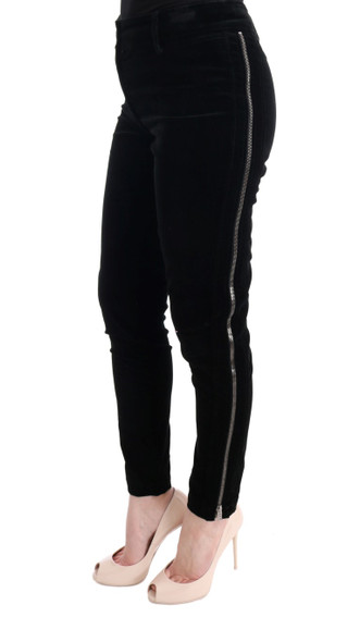 Black Viscose Blend Velvet Cropped Pants Black Viscose Blend Velvet Cropped Pants