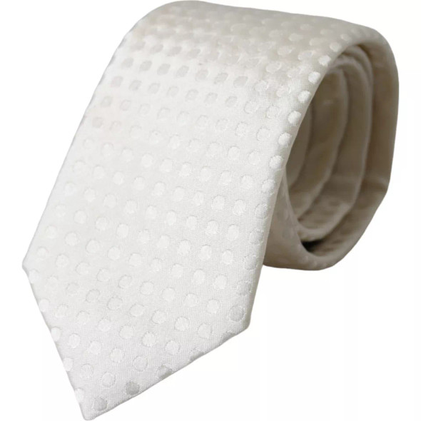 White Dotted Silk Classic Adjustable Men Tie White Dotted Silk Classic Adjustable Men Tie