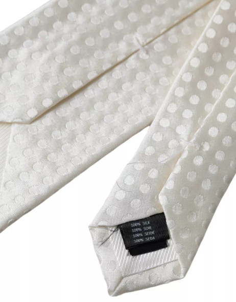 White Dotted Silk Classic Adjustable Men Tie White Dotted Silk Classic Adjustable Men Tie