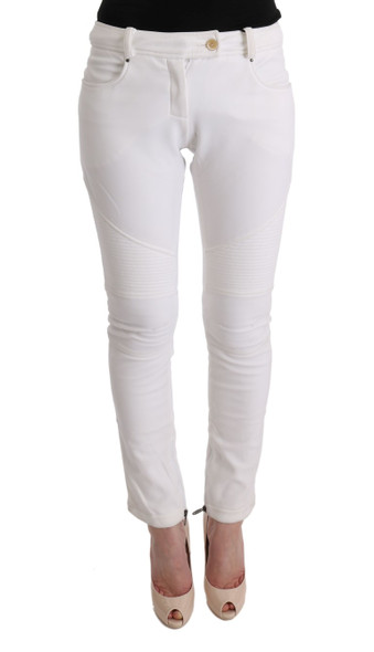 Ermanno Scervino White Cotton Slim Fit Casual Pants SIG30310 Ermanno Scervino White Cotton Slim Fit Casual Pants SIG30310