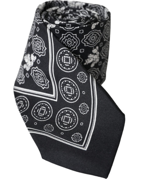 Black Patterned 100%Silk Adjustable Tie KRA3392 Black Patterned 100%Silk Adjustable Tie KRA3392