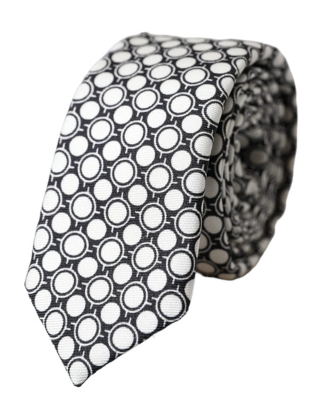 White Circles 100% Silk Adjustable Tie White Circles 100% Silk Adjustable Tie