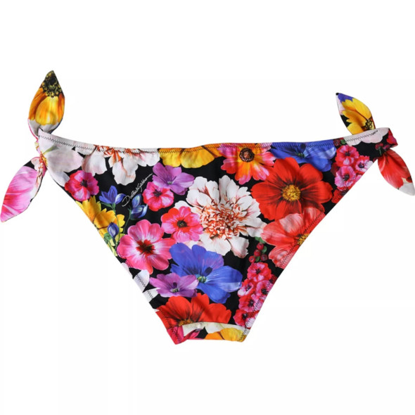 Dolce & Gabbana Black Floral Print Swimsuit Bikini Bottom Swimwear Dolce & Gabbana Black Floral Print Swimsuit Bikini Bottom Swimwear