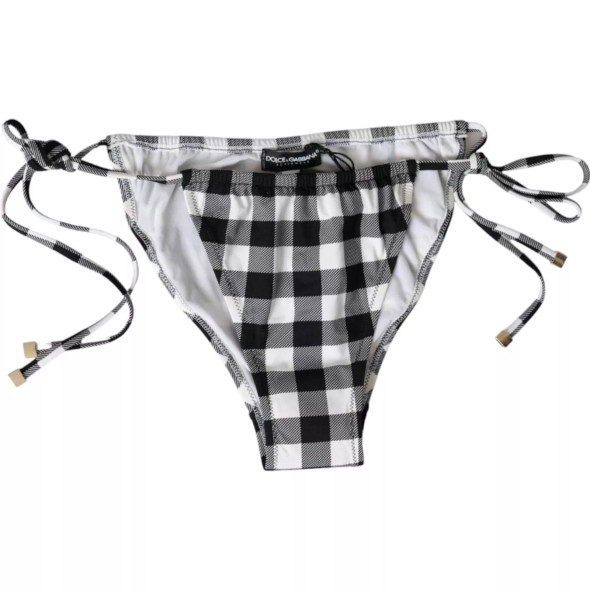 Dolce & Gabbana Black White Check Swimwear Beachwear Bottom Bikini Dolce & Gabbana Black White Check Swimwear Beachwear Bottom Bikini