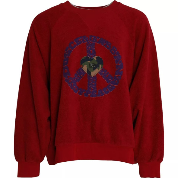 Red Logo Cotton Crew Neck Pullover Sweater Red Logo Cotton Crew Neck Pullover Sweater