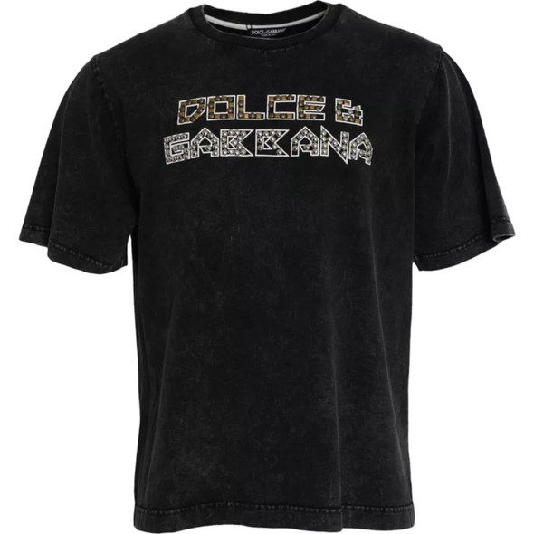 Dolce & Gabbana Black Logo Print Cotton Crewneck Men T-shirt Dolce & Gabbana Black Logo Print Cotton Crewneck Men T-shirt