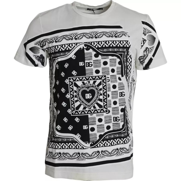 White Bandana Print Cotton Short Sleeves Men T-shirt White Bandana Print Cotton Short Sleeves Men T-shirt