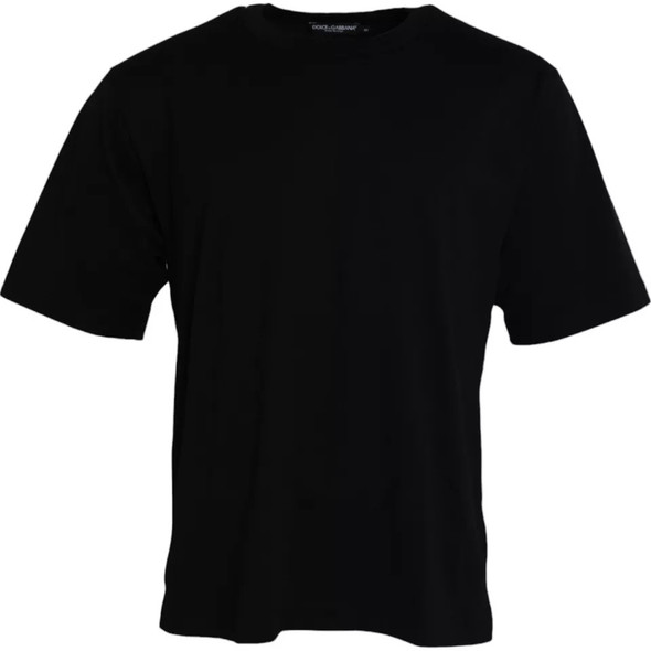 Black Logo Embossed Cotton Crew Neck T-shirt Black Logo Embossed Cotton Crew Neck T-shirt