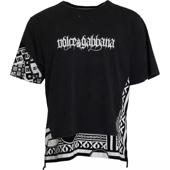 Black Graphic Printed Cotton Short Sleeves T-shirt Black Graphic Printed Cotton Short Sleeves T-shirt