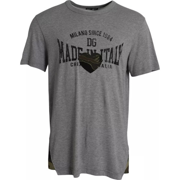 Gray Graphic Print Cotton Round Neck T-shirt Gray Graphic Print Cotton Round Neck T-shirt