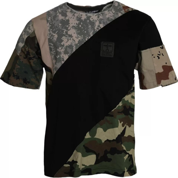 Dolce & Gabbana Multicolor Camouflage Cotton Round Neck Men T-shirt Dolce & Gabbana Multicolor Camouflage Cotton Round Neck Men T-shirt