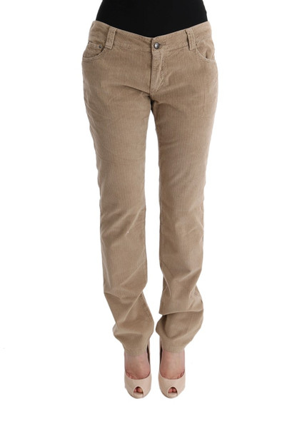 Beige Cotton Velvet Regular Fit Pants Beige Cotton Velvet Regular Fit Pants