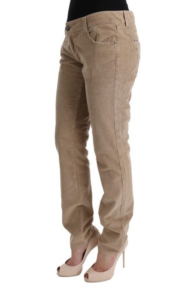 Beige Cotton Velvet Regular Fit Pants Beige Cotton Velvet Regular Fit Pants
