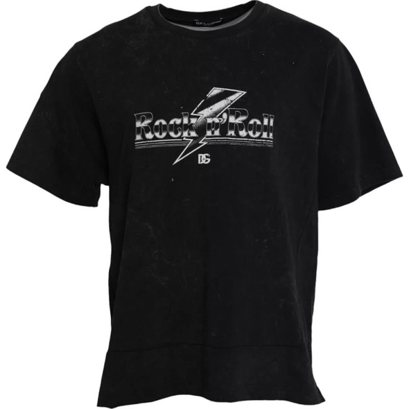 Black Graphic Print Cotton Crew Neck T-shirt Black Graphic Print Cotton Crew Neck T-shirt