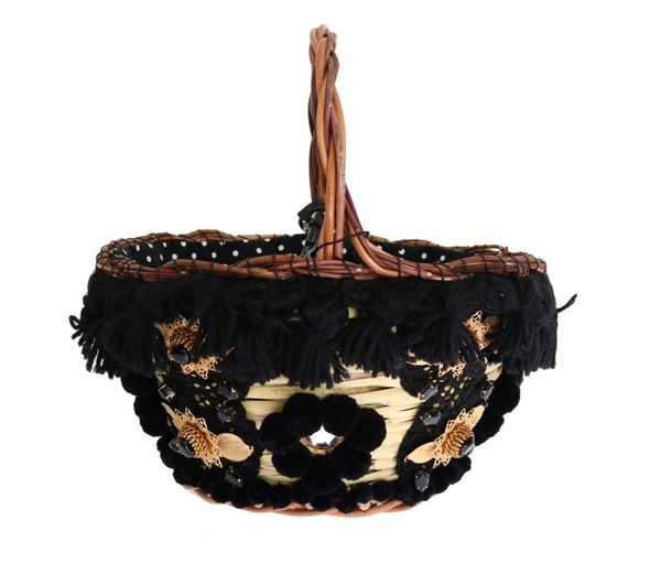 Dolce & Gabbana Beige Straw Snakeskin Pom Pom Crystal AGNESE Bag Dolce & Gabbana Beige Straw Snakeskin Pom Pom Crystal AGNESE Bag