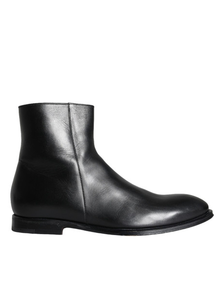Dolce & Gabbana Black Calf Leather Men Ankle Boots Men Shoes Dolce & Gabbana Black Calf Leather Men Ankle Boots Men Shoes