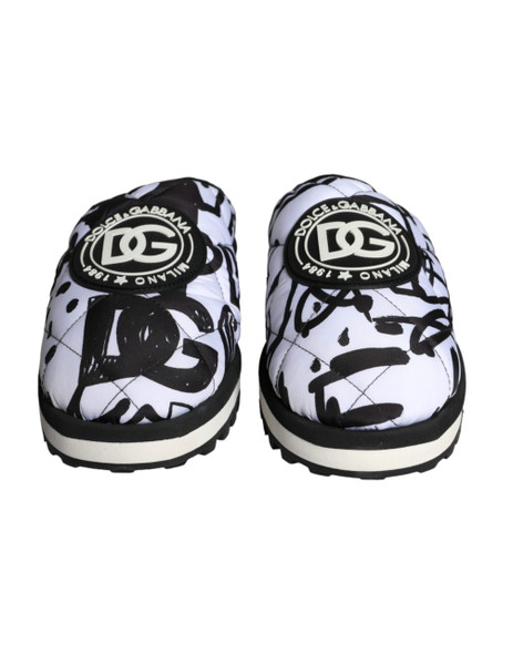Black White Quilted Logo Sandals Slides Shoes Black White Quilted Logo Sandals Slides Shoes