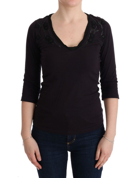 Purple V-neck Cotton T-shirt Purple V-neck Cotton T-shirt