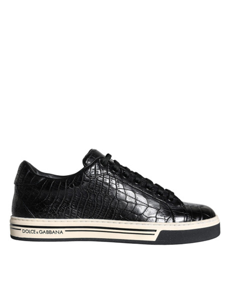 Dolce & Gabbana Black Leather Men Low Top Sneakers Shoes Dolce & Gabbana Black Leather Men Low Top Sneakers Shoes