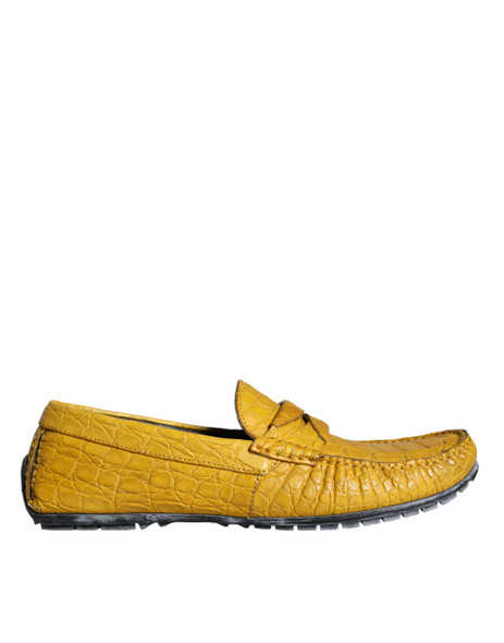Dolce & Gabbana Yellow Leather Slip Mocassin Loafers Shoes Dolce & Gabbana Yellow Leather Slip Mocassin Loafers Shoes