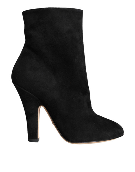 Black Suede Leather Mid Calf Boots Shoes Black Suede Leather Mid Calf Boots Shoes