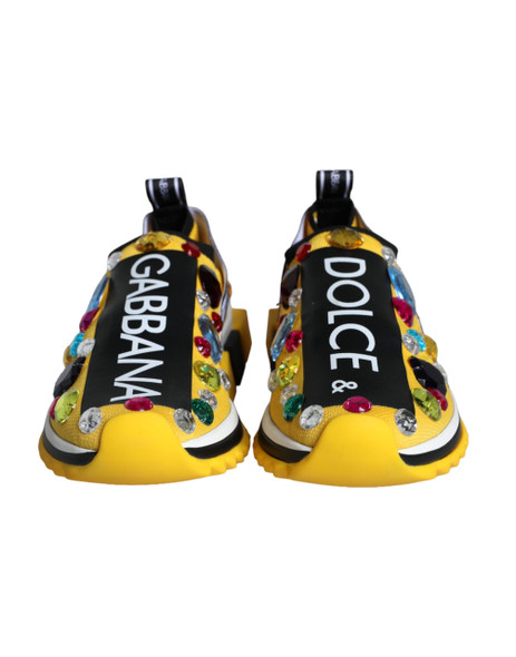 Dolce & Gabbana Yellow Sorrento Crystals Sneakers Womens Shoes Dolce & Gabbana Yellow Sorrento Crystals Sneakers Womens Shoes