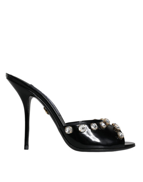Dolce & Gabbana Black Crystal Heels Keira Sandals Shoes Dolce & Gabbana Black Crystal Heels Keira Sandals Shoes