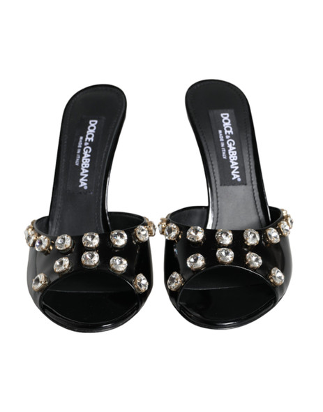 Dolce & Gabbana Black Crystal Heels Keira Sandals Shoes Dolce & Gabbana Black Crystal Heels Keira Sandals Shoes
