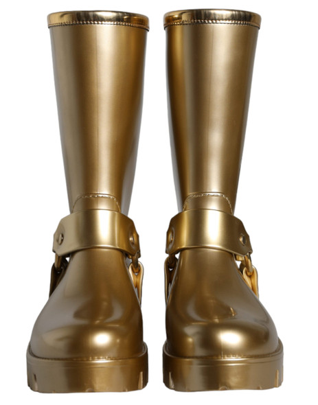 Metallic Gold Rubber PVC Rain Boots Shoes LA11307 Metallic Gold Rubber PVC Rain Boots Shoes LA11307