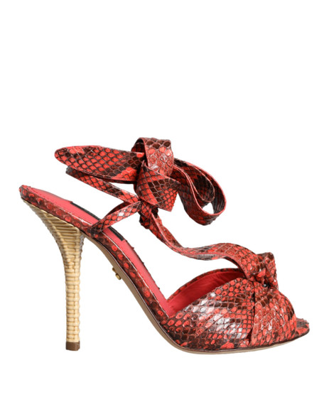 Coral Exotic Leather Heels Sandals Shoes LA11333 Coral Exotic Leather Heels Sandals Shoes LA11333
