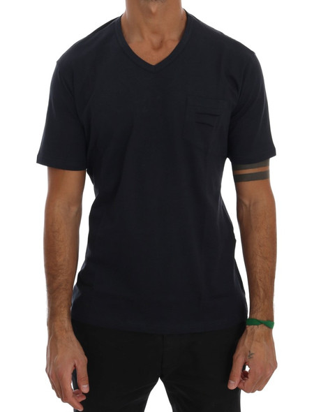 Blue Cotton V-neck T-Shirt Blue Cotton V-neck T-Shirt