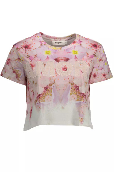 Chic Pink Embroidered Cotton Tee Chic Pink Embroidered Cotton Tee