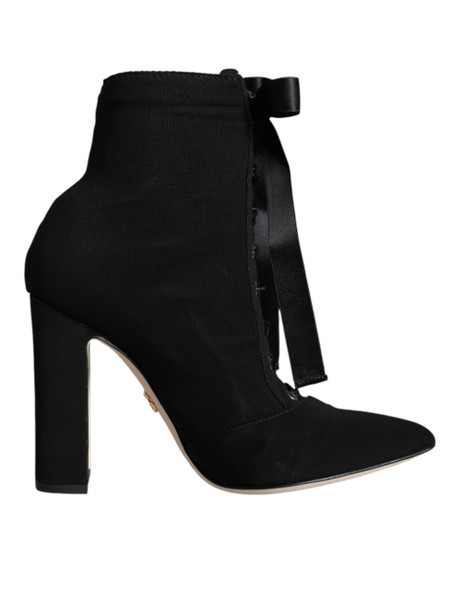 Dolce & Gabbana Black Jersey Stretch Ankle Booties Shoes Dolce & Gabbana Black Jersey Stretch Ankle Booties Shoes