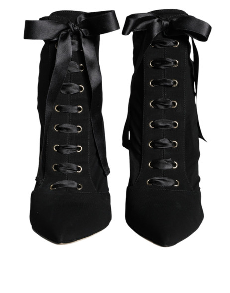 Dolce & Gabbana Black Jersey Stretch Ankle Booties Shoes Dolce & Gabbana Black Jersey Stretch Ankle Booties Shoes