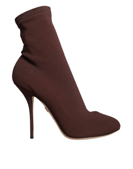 Dolce & Gabbana Brown Stiletto Heels Socks Ankle Boots Shoes Dolce & Gabbana Brown Stiletto Heels Socks Ankle Boots Shoes