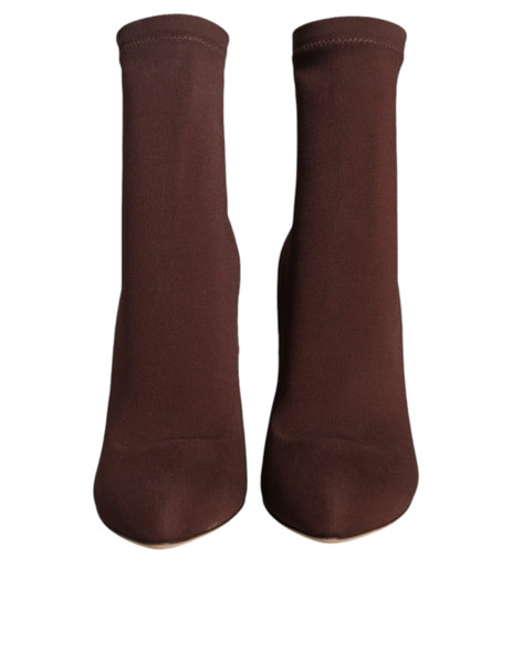 Dolce & Gabbana Brown Stiletto Heels Socks Ankle Boots Shoes Dolce & Gabbana Brown Stiletto Heels Socks Ankle Boots Shoes