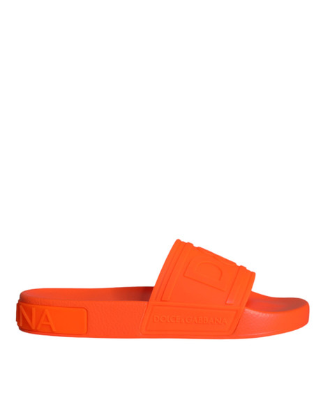 Dolce & Gabbana Orange Rubber Slides Sandals Beachwear Shoes Dolce & Gabbana Orange Rubber Slides Sandals Beachwear Shoes
