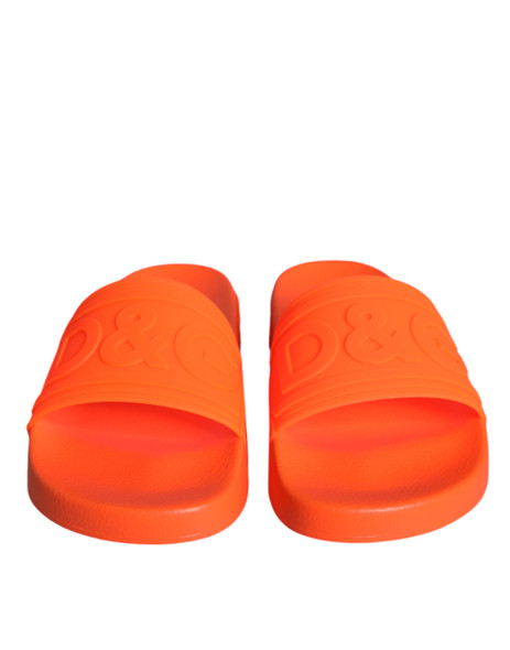 Dolce & Gabbana Orange Rubber Slides Sandals Beachwear Shoes Dolce & Gabbana Orange Rubber Slides Sandals Beachwear Shoes