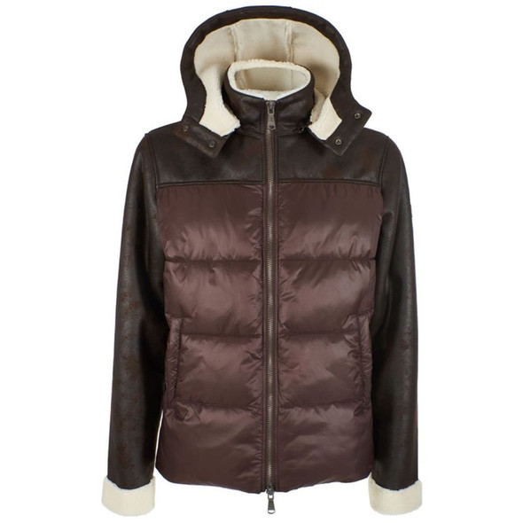 Brown Nylon Men's Quilted Jacket Brown Nylon Men's Quilted Jacket