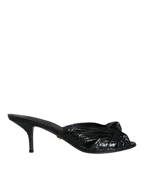 Black Leather Heels Slides Sandals Shoes LA11467 Black Leather Heels Slides Sandals Shoes LA11467